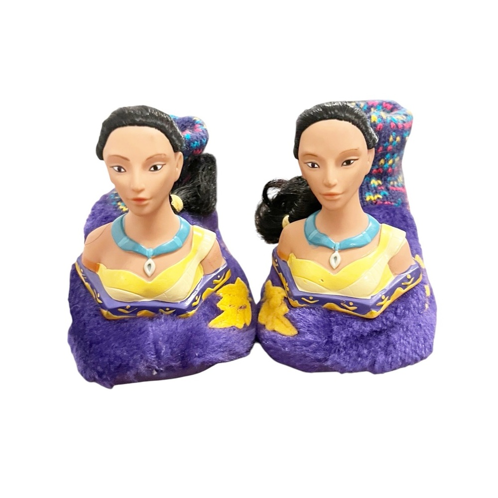 Vintage Disney 90s Pochahontas Purple Fuzzy Slippers Child’s Size 5/6